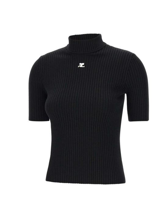 26SS 쿠레쥬 리에디션 니트 탑 숏슬리브 PERMPU026FI0001 BLACK Black - COURREGES