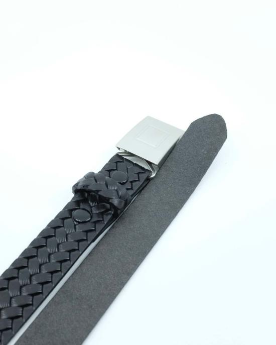  타이가 타카하시 가죽 벨트 타이거 타카하시 Lot.021 블랙 가죽 바스켓위브 패턴 - TAIGA TAKAHASHI