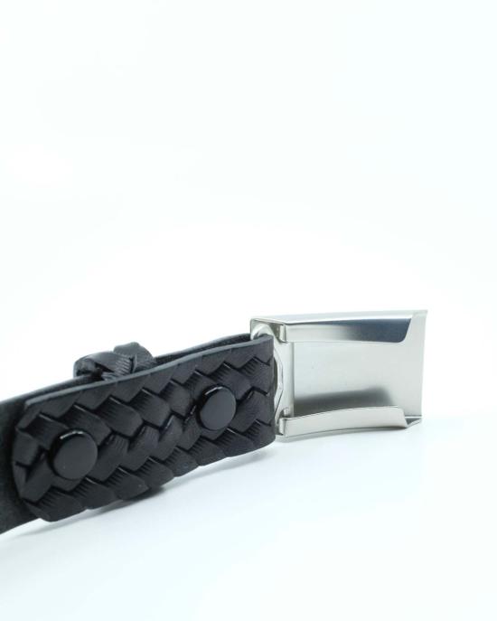  타이가 타카하시 가죽 벨트 타이거 타카하시 Lot.021 블랙 가죽 바스켓위브 패턴 - TAIGA TAKAHASHI