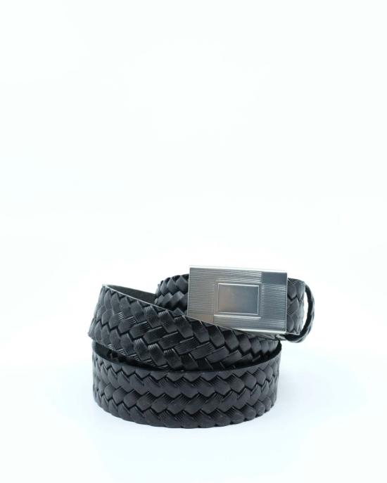  타이가 타카하시 가죽 벨트 타이거 타카하시 Lot.021 블랙 가죽 바스켓위브 패턴 - TAIGA TAKAHASHI