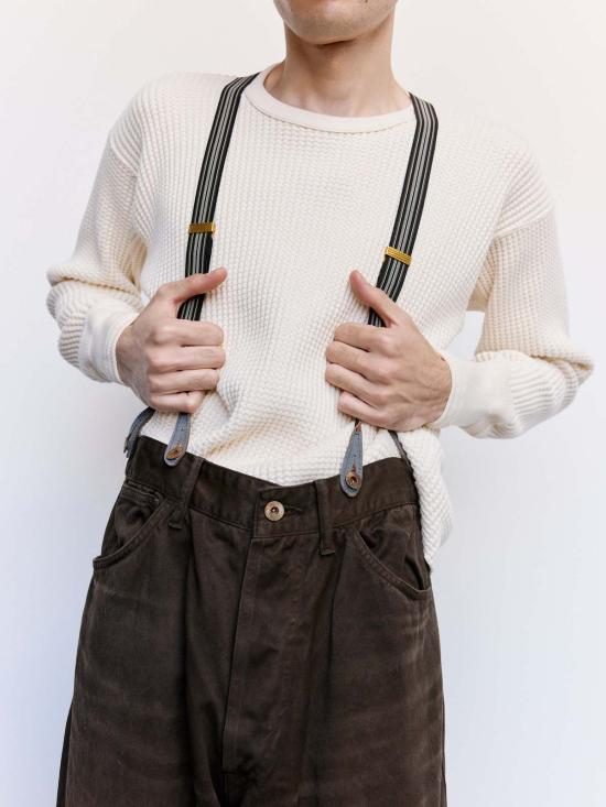  타이가 타카하시 가죽 벨트 타이거 타카하시 Lot.005 멀티 스트라이프 블랙 레이온 서스펜더
