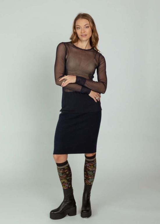  Brazeau Tricot 미디 스커트 브라조 트리코 로얄 존  해양