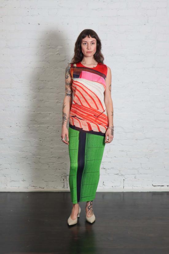  플리츠플리즈 원피스 이세이 미야케의 플리츠 플리즈 시티 콜라주 드레스 - PLEATS PLEASE