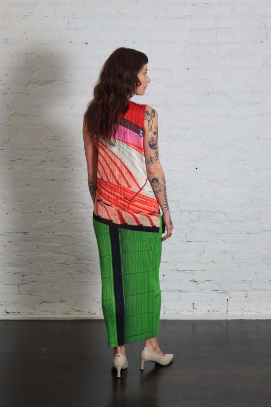  플리츠플리즈 원피스 이세이 미야케의 플리츠 플리즈 시티 콜라주 드레스 - PLEATS PLEASE