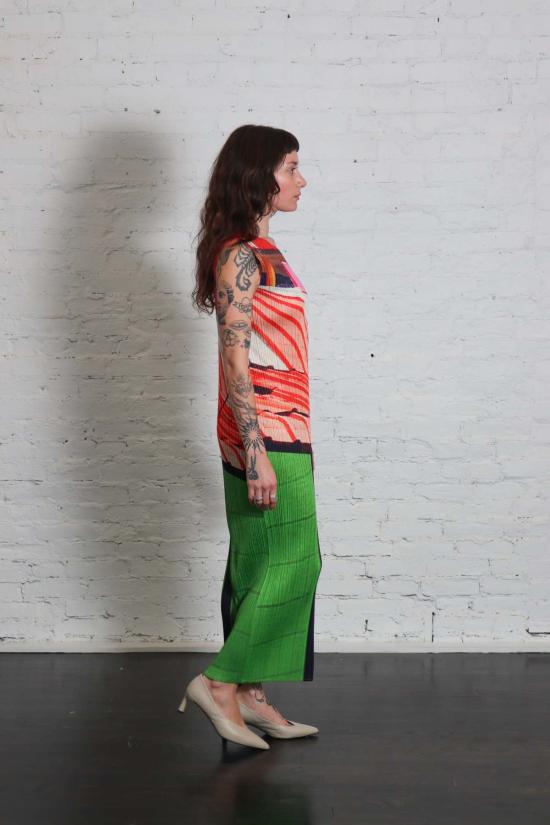  플리츠플리즈 원피스 이세이 미야케의 플리츠 플리즈 시티 콜라주 드레스 - PLEATS PLEASE