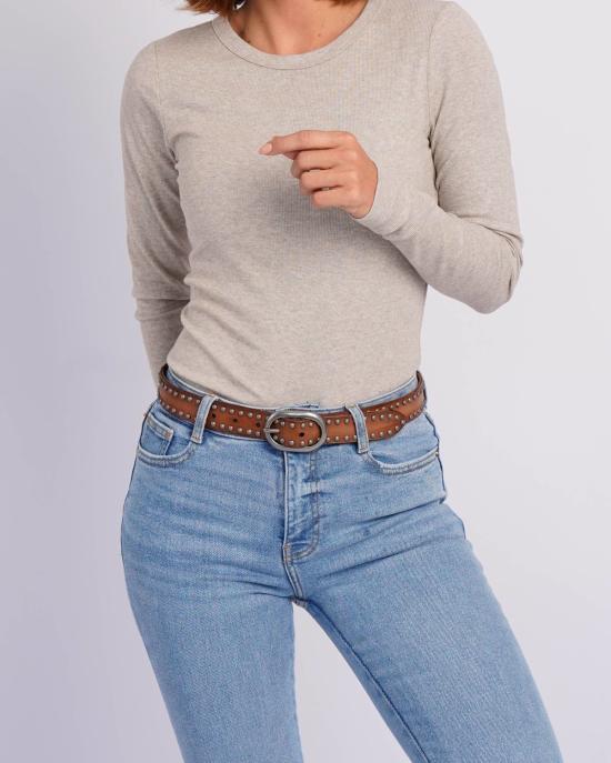  Amsterdam Heritage 레귤러 벨트 Zwier 타원형 버클 가죽 스터드  카멜 - OTHER BRANDS