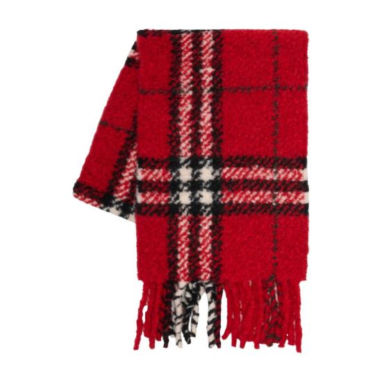 26SS 버버리 체크 알파카 울 블렌드 부클 스카프 8118011 C3383 red