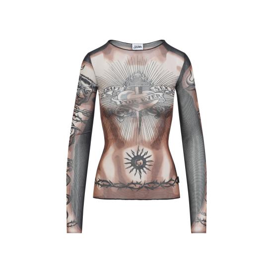 26SS 장 폴 고티에 긴팔 티셔츠 2601WTO456M026P 636000 NUDE BROWN BLACK - JEAN PAUL GAULTIER