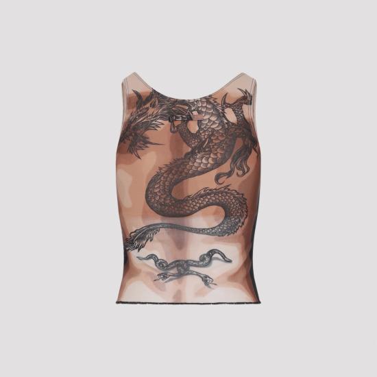 26SS 장 폴 고티에 민소매 티셔츠 2601WTO457M026P 636000 NUDE BROWN BLACK - JEAN PAUL GAULTIER