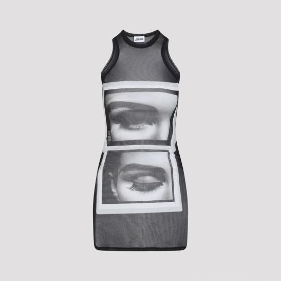 26SS 장 폴 고티에 숏 원피스 2601WDR134M021P 000201 BLACK GREY WHITE - JEAN PAUL GAULTIER