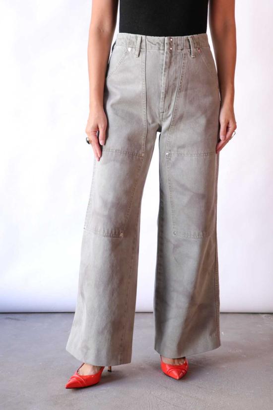  타나카 스트레이트 팬츠 작업용 청바지 바지 포기 그린 - TANAKA