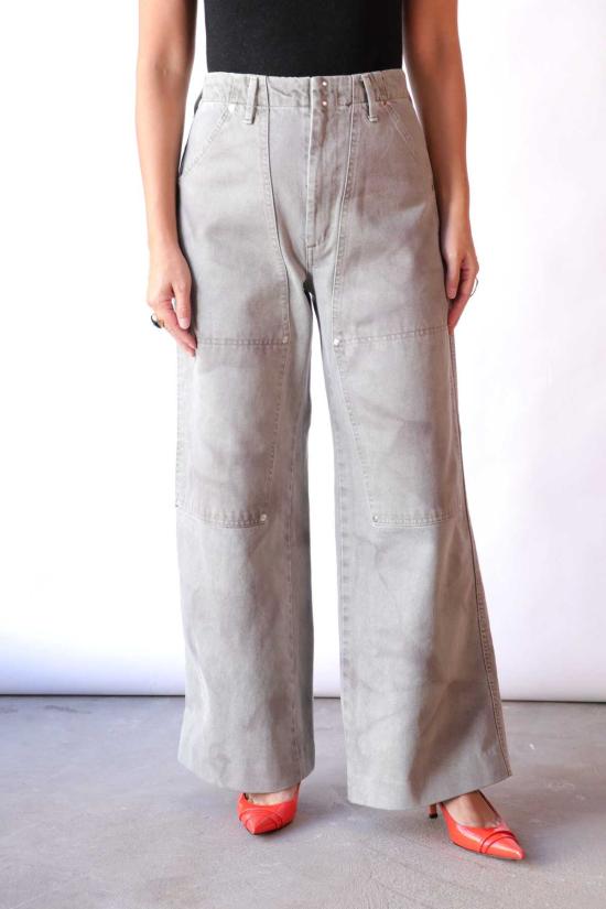  타나카 스트레이트 팬츠 작업용 청바지 바지 포기 그린