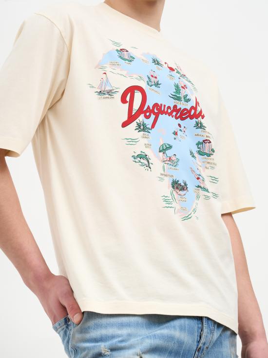 26SS 디스퀘어드2 반팔 티셔츠 NS71GD1643D20020103 Cream - DSQUARED2