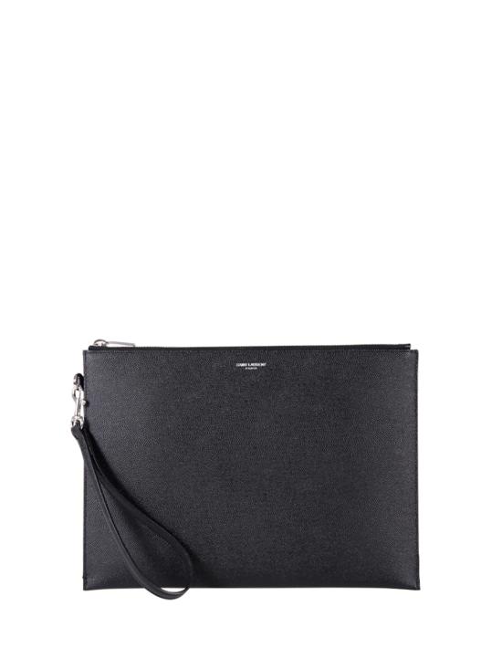 26SS 생로랑 엠보스 레더 파리 지퍼 태블릿 홀더 683865 BTY0N 1000 NERO