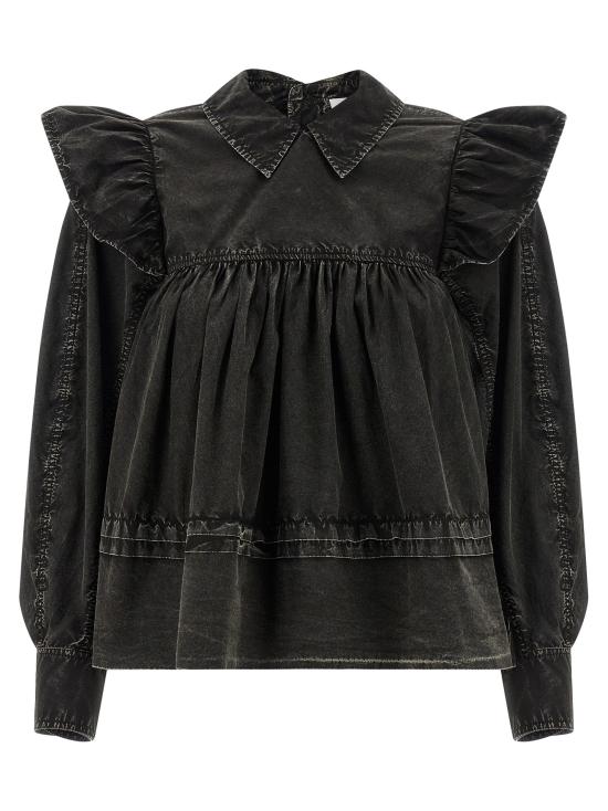 26SS 가니 워시드 프릴 블라우스 A1040061099