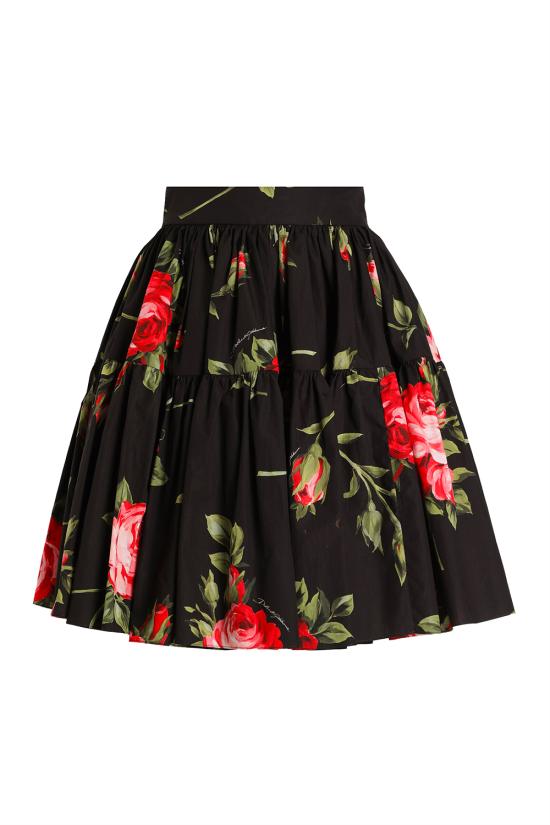 26SS 돌체앤가바나 미디 스커트 F4CB1THS5UT HN5ZN Bouquet rose f nero