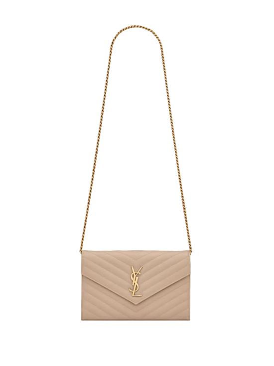 26SS 생로랑 레더 카산드라 체인 월렛 377828 BOW012721 Beige