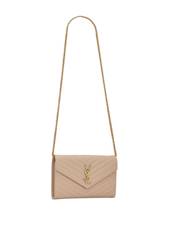 26SS 생로랑 레더 카산드라 체인 월렛 377828 BOW012721 Beige - SAINT LAURENT