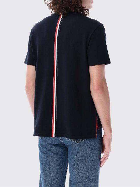 26SS 톰브라운 피케 센터 백 스트라이프 릴렉스 핏 티셔츠 MJS056A00050 415 Blue - THOM BROWNE