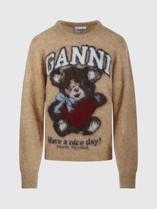26SS 가니 베어 그래픽 울 니트 A1070091 118 Camel - GANNI