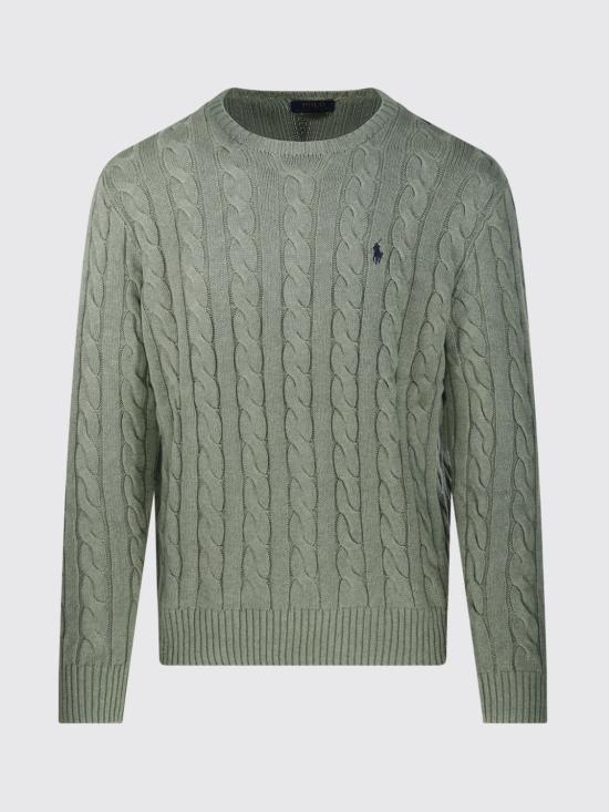 26SS 폴로 랄프로렌 로고 자수 케이블 니트 스웨터 710775885 528 Sage - POLO RALPH LAUREN
