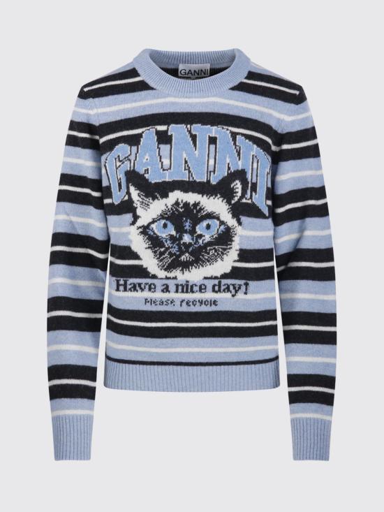 26SS 가니 그래픽 울 니트 A1070266 326 Gnawed Blue - GANNI