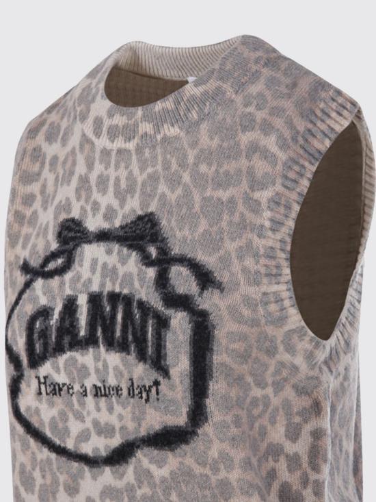 26SS 가니 그래픽 울 베스트 A1070044 943 Brown - GANNI