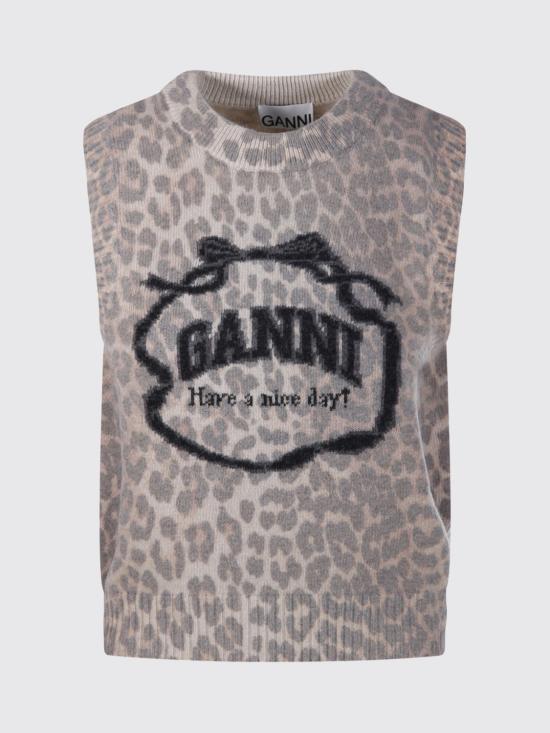 26SS 가니 그래픽 울 베스트 A1070044 943 Brown - GANNI