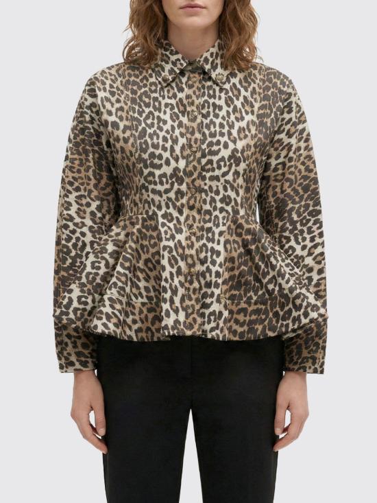 26SS 가니 레오파드 페플럼 셔츠 A1040058 859 Milk