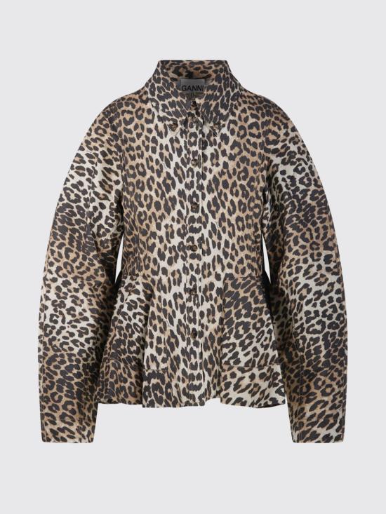 26SS 가니 레오파드 페플럼 셔츠 A1040058 859 Milk - GANNI