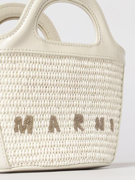 26SS 마르니 레더 & 라피아 트로피컬리아 마이크로백 BMMP0067Q0P3860 00W12 Yellow Cream - MARNI
