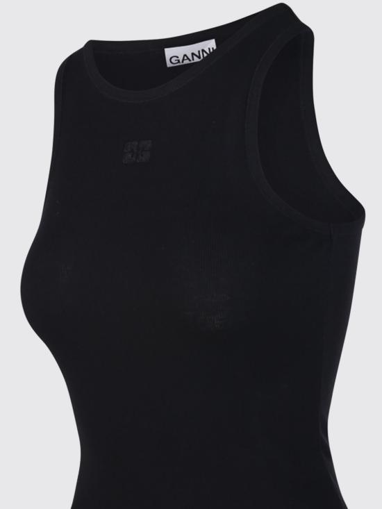 26SS 가니 토널 로고 코튼 립 탱크탑 A1050172 099 Black - GANNI