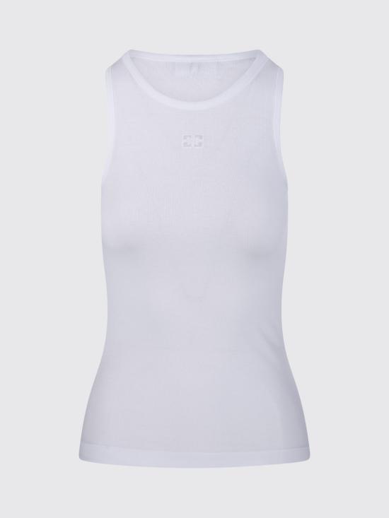 26SS 가니 토널 로고 코튼 립 탱크탑 A1050172 151 White - GANNI