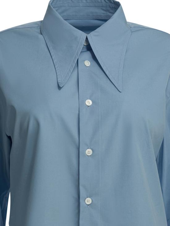 26SS 아미 블렌디드 실크 샤프 칼라 어드저스티드 셔츠 FSH817 CO0063484 Blue - AMI