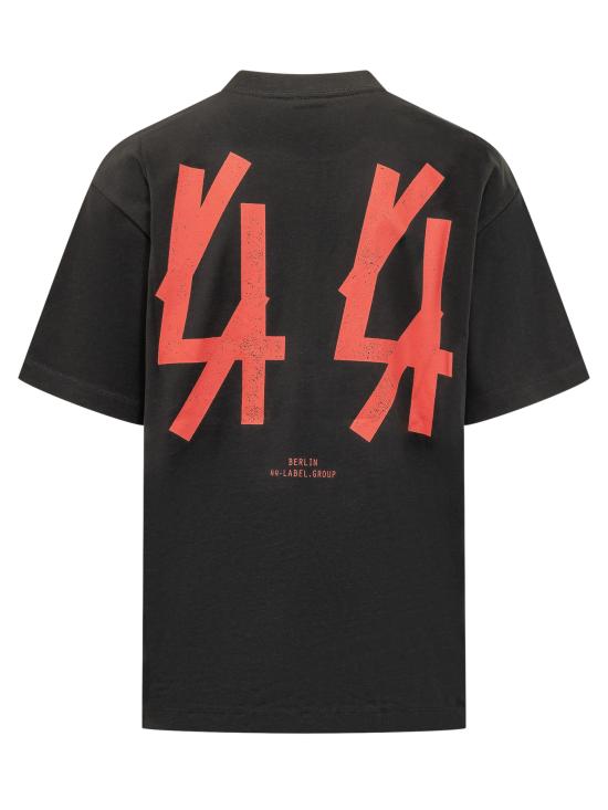 26SS 44레이블 반팔 티셔츠 B0030556FA528 P495 BLACK GUESTLIST RED - 44 LABEL