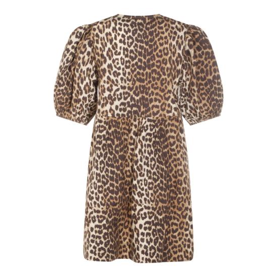 26SS 가니 프린티드 타이 스트링 포플린 미니 드레스 F9758943 Brown - GANNI