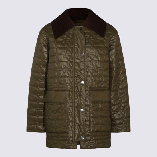 26SS 가니 샤이니 퀼트 미디 자켓 A1010078861 Green - GANNI