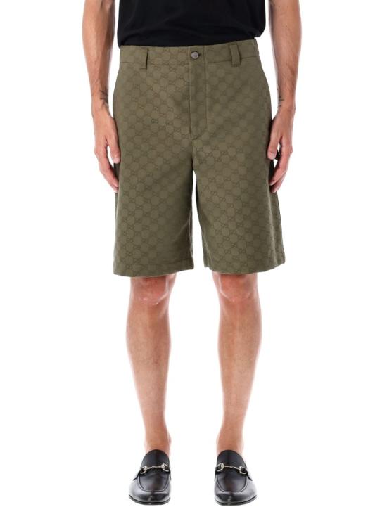 25FW 구찌 GG 캔버스 카고 숏 팬츠 814728ZAF4S Green