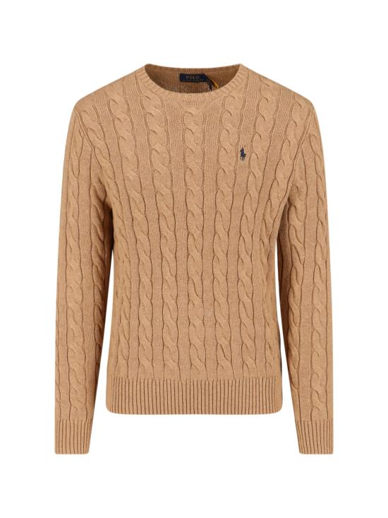 26SS 폴로 랄프로렌 로고 자수 케이블 니트 스웨터 710 775885 014 Brown
