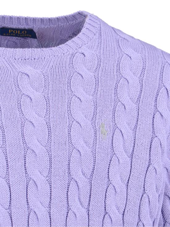 26SS 폴로 랄프로렌 로고 자수 케이블 니트 스웨터 710 775885 531 Violet - POLO RALPH LAUREN