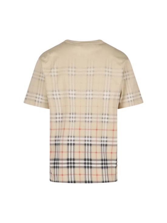 26SS 버버리 그라디언트 체크 코튼 티셔츠 8119022 B9368 Beige - BURBERRY