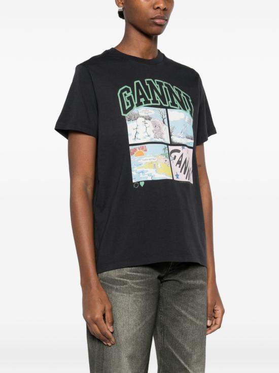 26SS 가니 반팔 티셔츠 A1050070 252 Black - GANNI