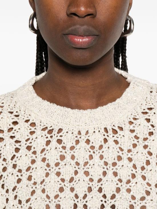 26SS 파비아나 필리피 시퀸 코튼 리본 스웨터 MAD276F101 M102VR1 White - FABIANA FILIPPI