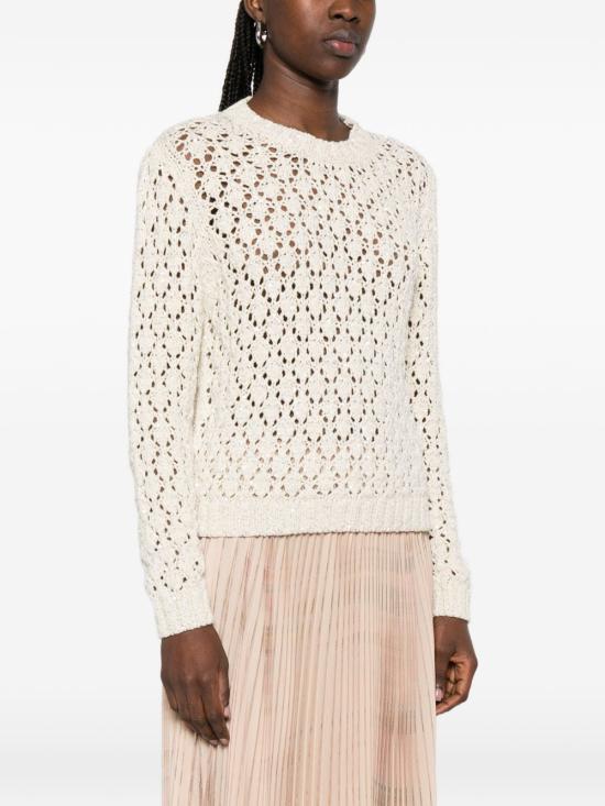 26SS 파비아나 필리피 시퀸 코튼 리본 스웨터 MAD276F101 M102VR1 White - FABIANA FILIPPI