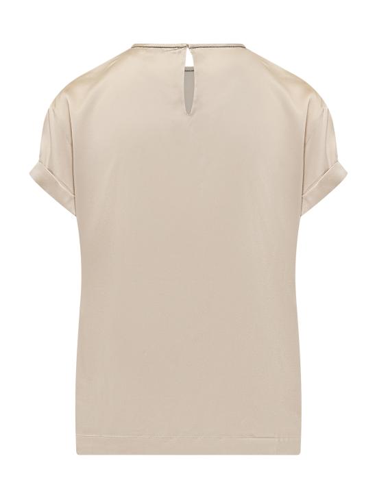 26SS 브루넬로 쿠치넬리 실크 크루넥 탑 M0C59DE310 C9643 SABBIA - BRUNELLO CUCINELLI