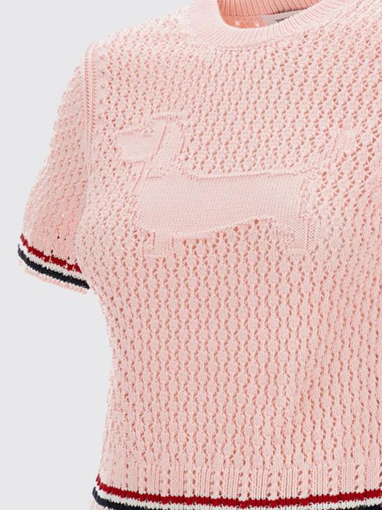 26SS 톰브라운 코튼 포인텔레 스티치 헥터 RWB 티 FKA511AY3062 642 Pink - THOM BROWNE