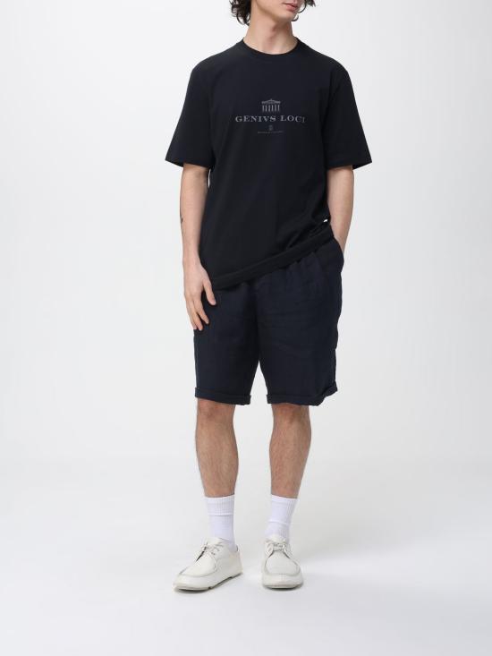 26SS 브루넬로 쿠치넬리 크루넥 프린트 코튼 저지 티셔츠 M0B138520 CKP88 Black - BRUNELLO CUCINELLI