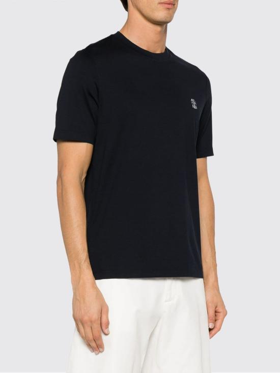 26SS 브루넬로 쿠치넬리 코튼 저지 크루넥 티셔츠 M0B138440 CD361 Navy - BRUNELLO CUCINELLI