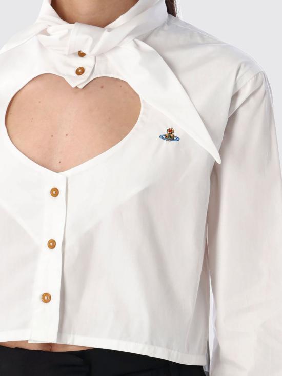 26SS 비비안웨스트우드 컷 오프 하트 셔츠 1501005UW009Q A401 White - VIVIENNE WESTWOOD