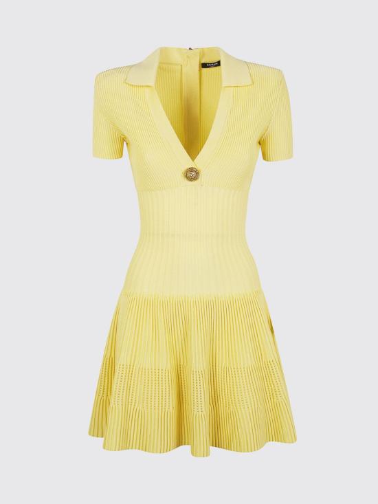 26SS 발망 롱 원피스 GF1R7153KJ30 1GD Yellow - BALMAIN